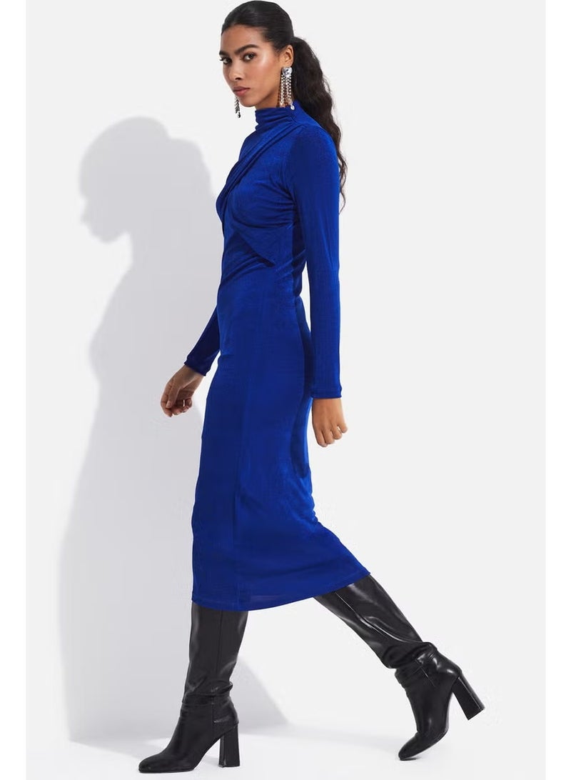 JUNE Women's Body-Smoothing Drape Detailed High Neck Midi Dress - Image 2